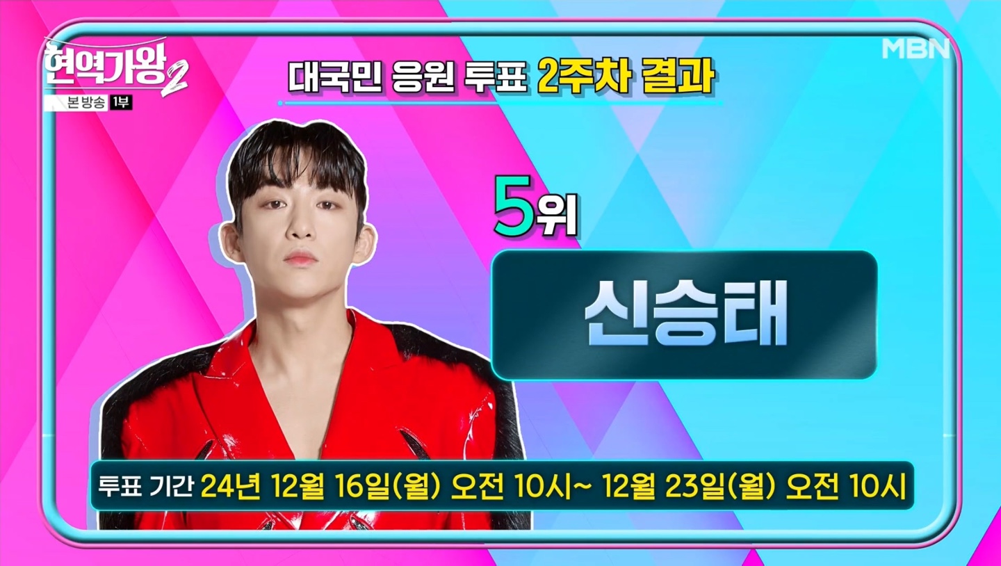 현역가왕2 2주차 투표순위 5위