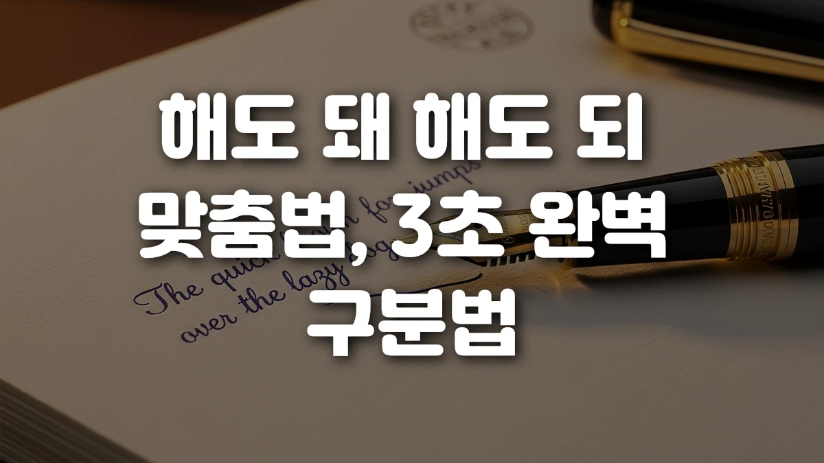 해도 돼 해도 되 맞춤법 3초 완벽 구분법