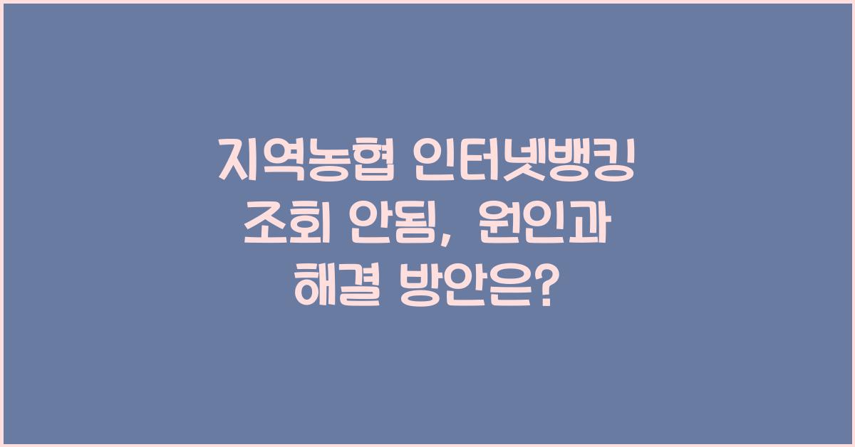 지역농협 인터넷뱅킹 조회 안됨