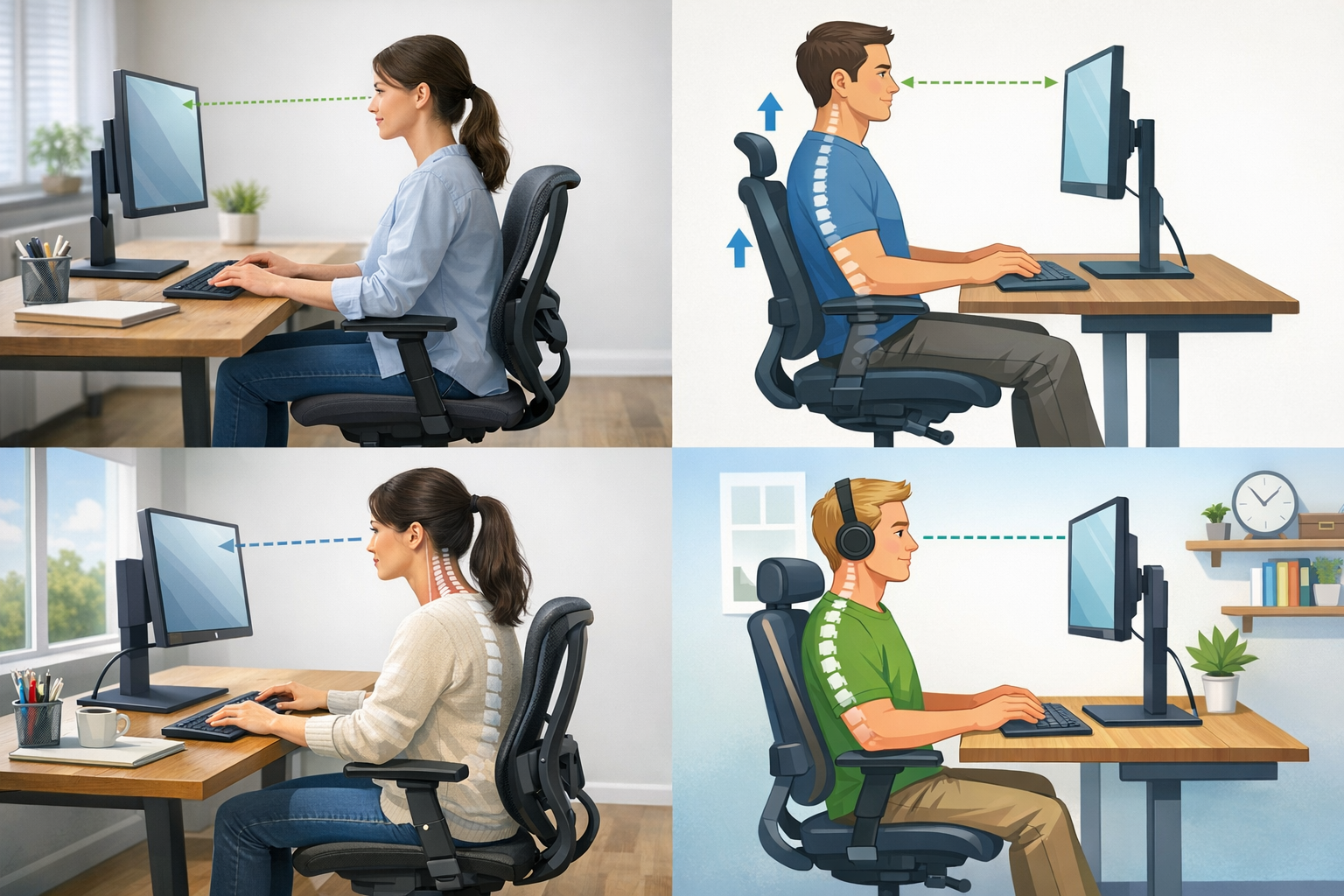 컴퓨터 작업 올바른 자세 이미지