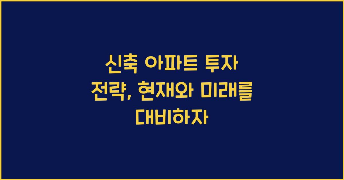 신축 아파트 투자 전략