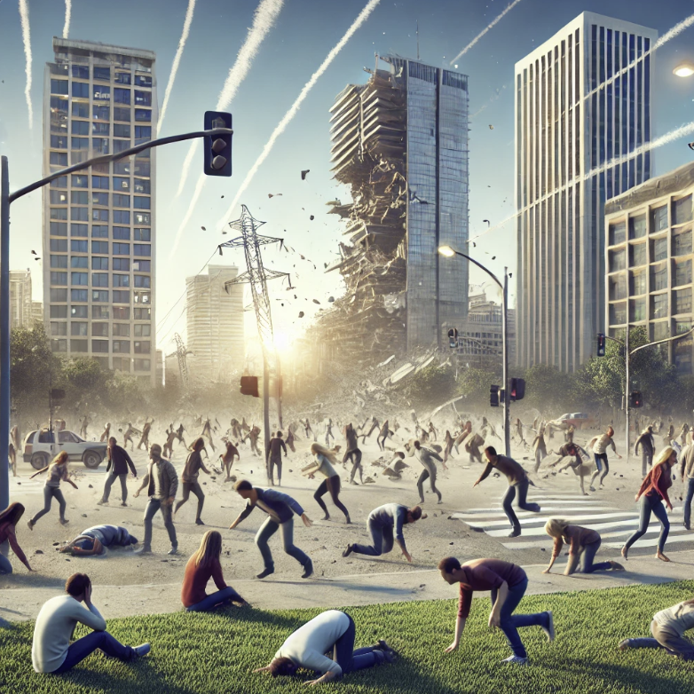 지진발생 실외 사진