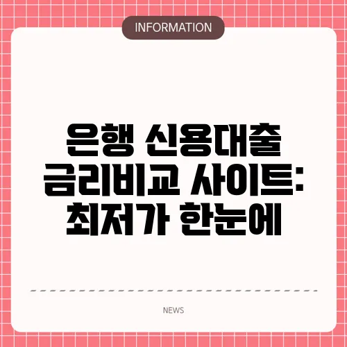 은행 신용대출 금리비교 사이트: 최저가 한눈에