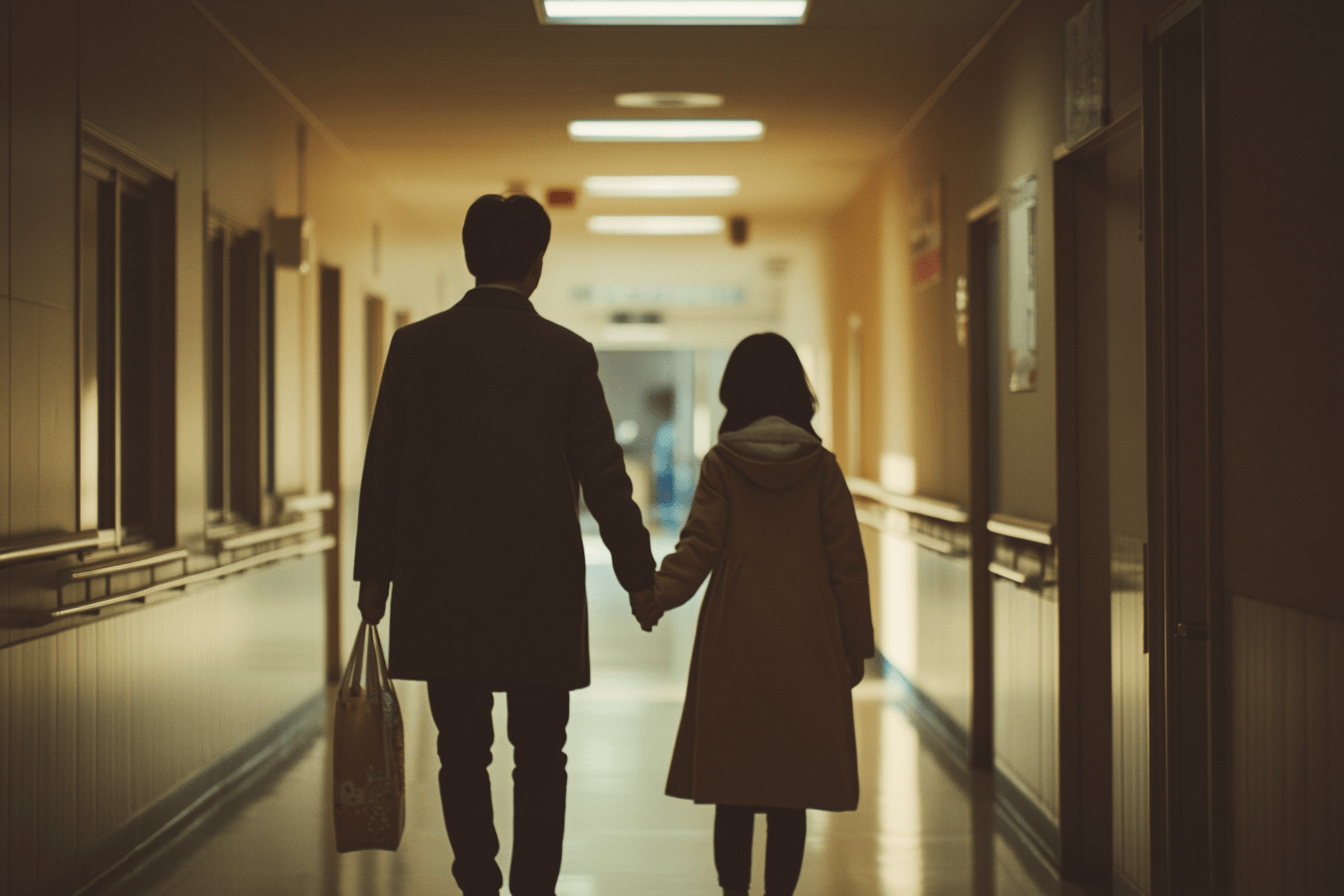 긴-복도를-걷는-가족
