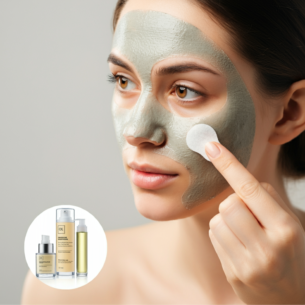 모공 속 피지를 제거하는 클레이 마스크 사용 모습