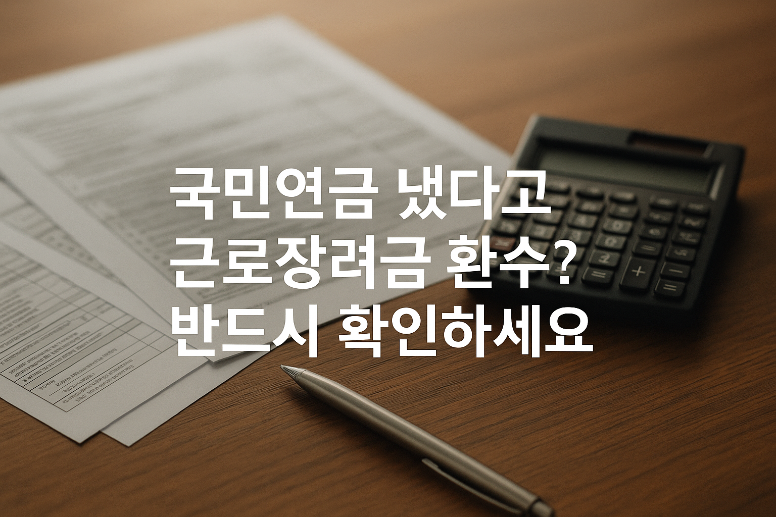 국민연금 납부 이력으로 근로장려금 환수 가능성을 경고하는 고지 이미지