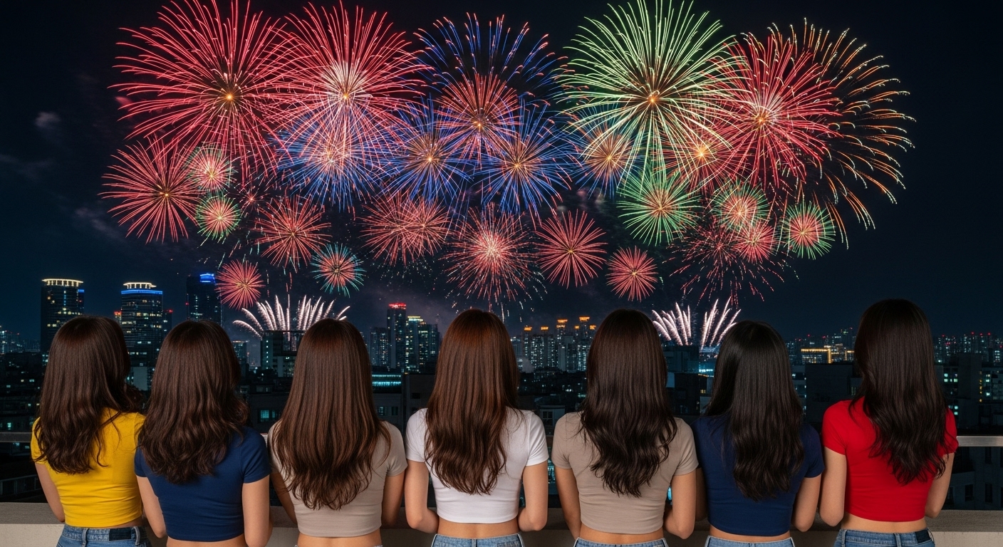 불꽃쇼를 보는 여자들