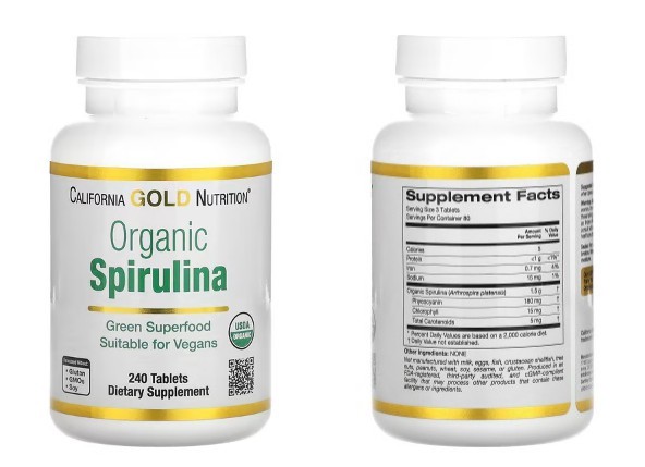 California Gold Nutrition, 유기농 스피룰리나, USDA 인증 유기농, 500mg, 240정