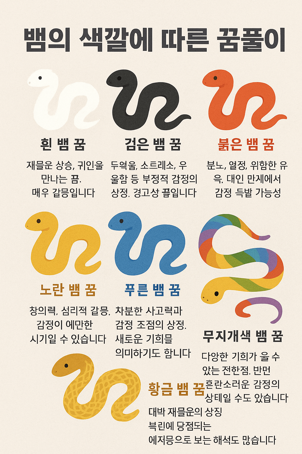 색깔에 따른 뱀 꿈해몽