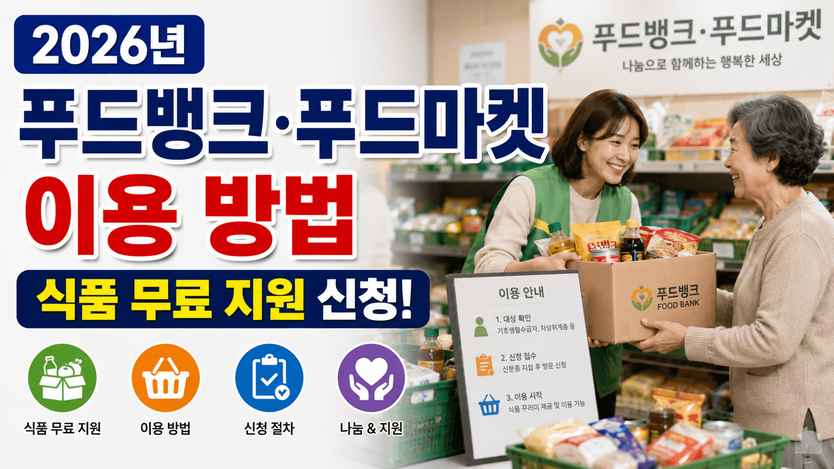 2026년 푸드뱅크·푸드마켓 이용 방법 – 식품 무료 지원 신청