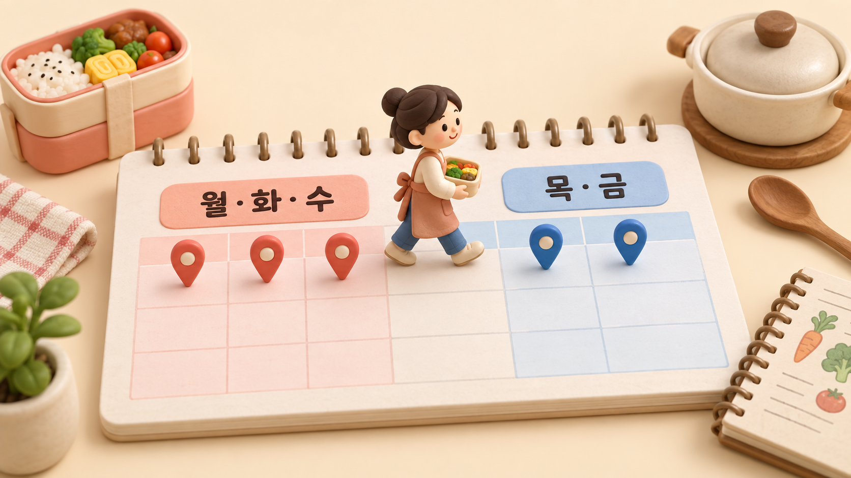평일 반찬 순환 예시