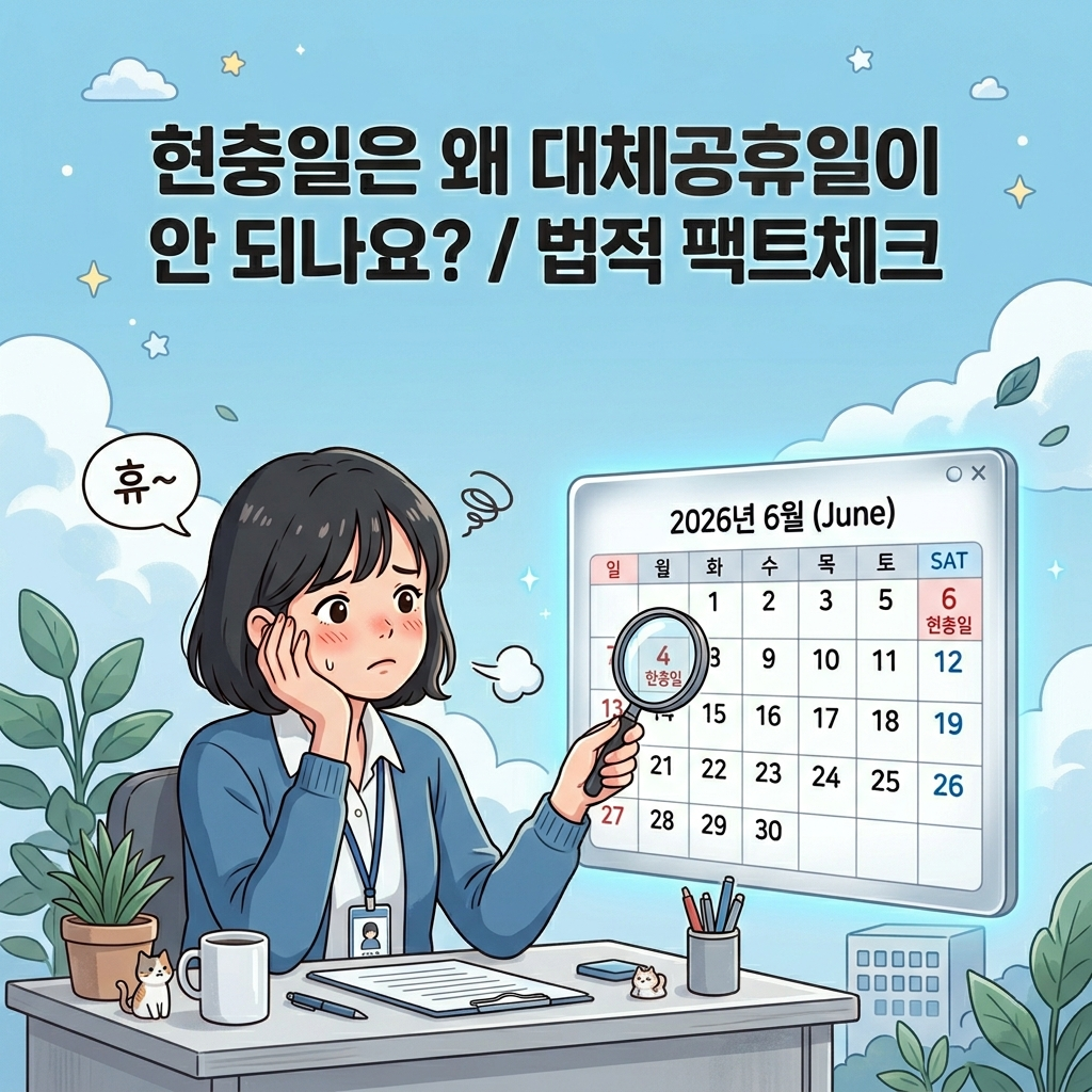 2026년 6월 6일 현충일 대체공휴일 없는 이유 및 달력