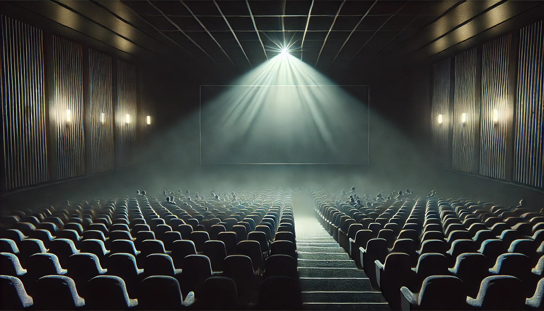 어두운 극장 안, 빈 좌석들이 가득한 모습