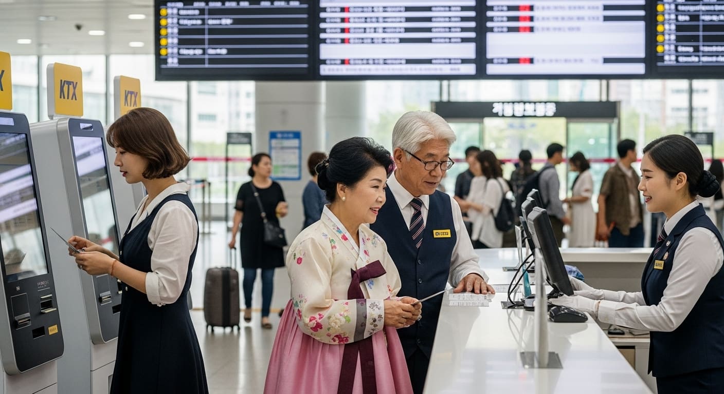 추석 귀성객으로 붐비는 기차역 대합실