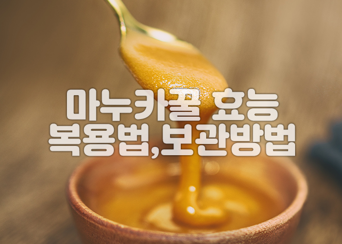 마누카꿀을 그릇에 담고 있다