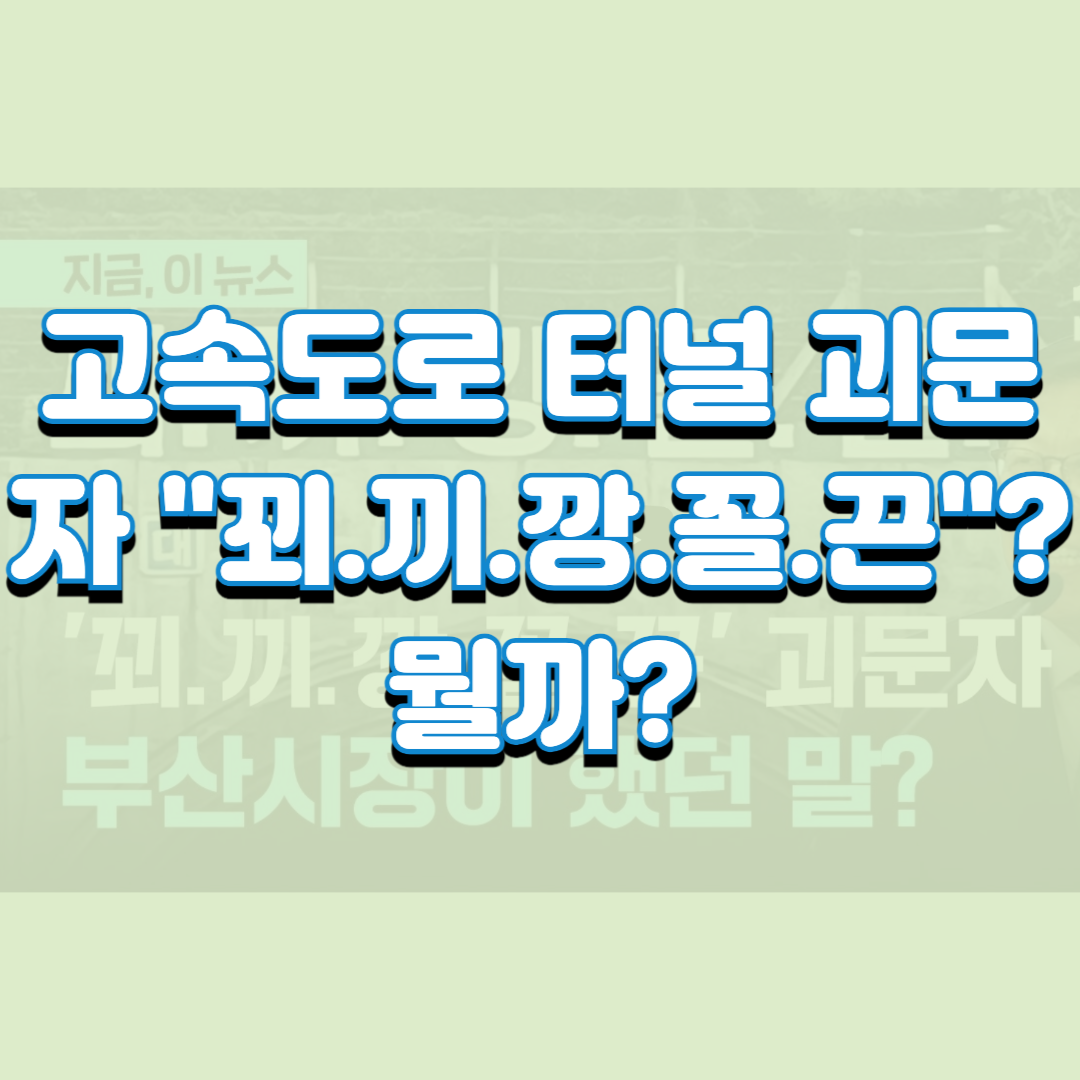 고속도로 터널 괴문자 "꾀.끼.깡.꼴.끈"?뭘까?