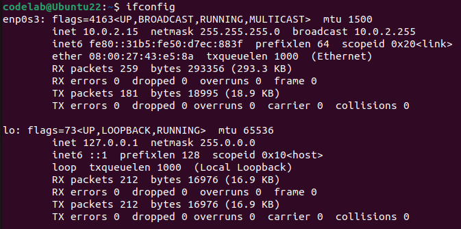 ifconfig 명령어