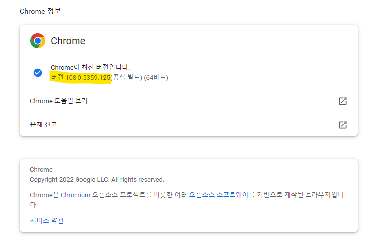 크롬 브라우저 확인