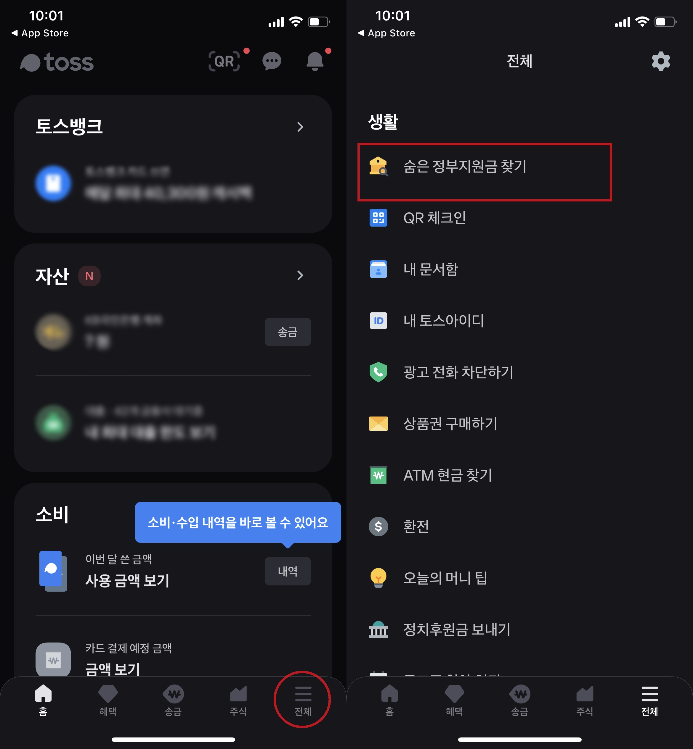 토스에서-숨은정부지원금찾기