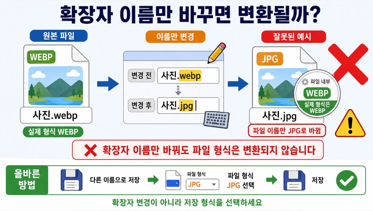 확장자 이름만 바꾸면 변환될까?
