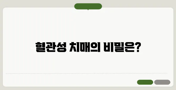 혈관성 치매 원인, 증상, 치료법 완벽 가이드