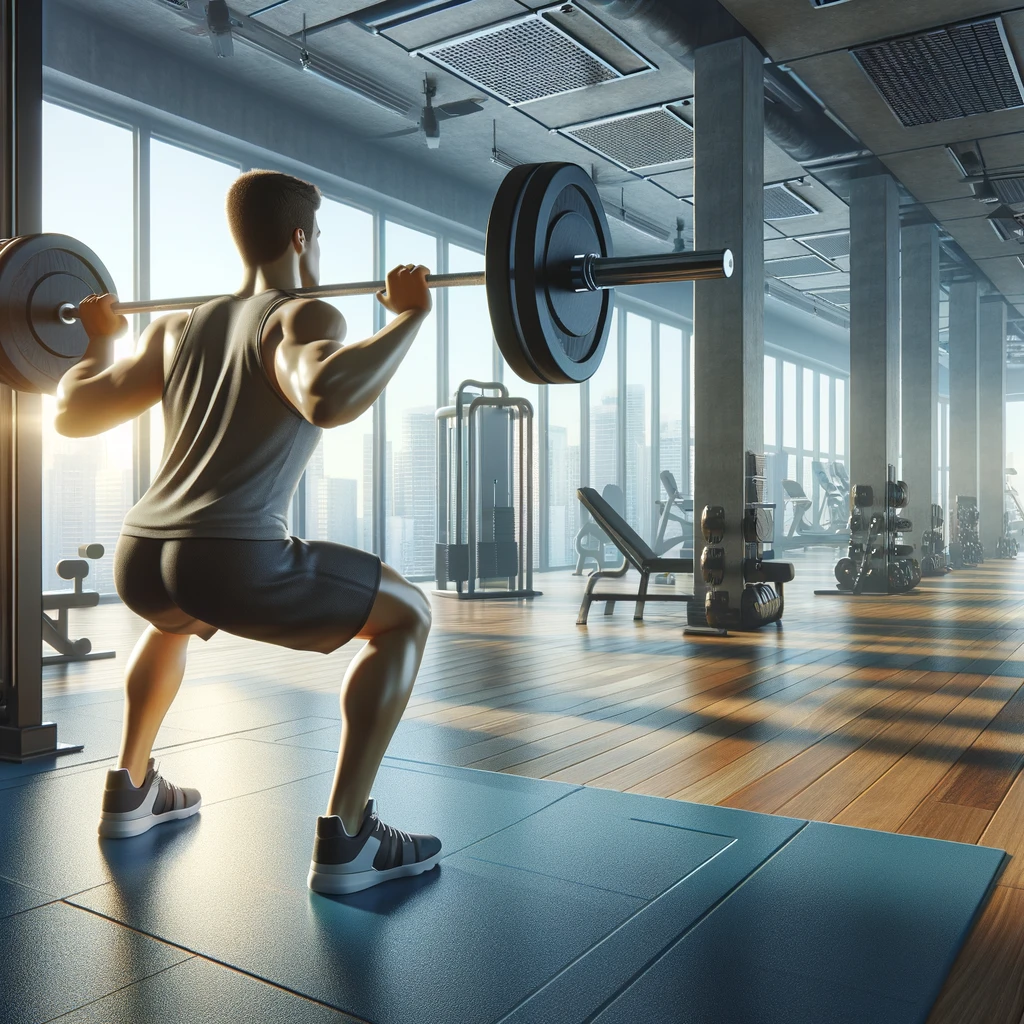 피트니스센터에서 운동하고 있는 남자의 모습