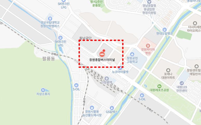 창원고속버스터미널 위치-네이버지도