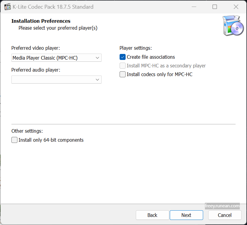 케이-라이트 코덱(K-Lite Codecs) 설치 화면