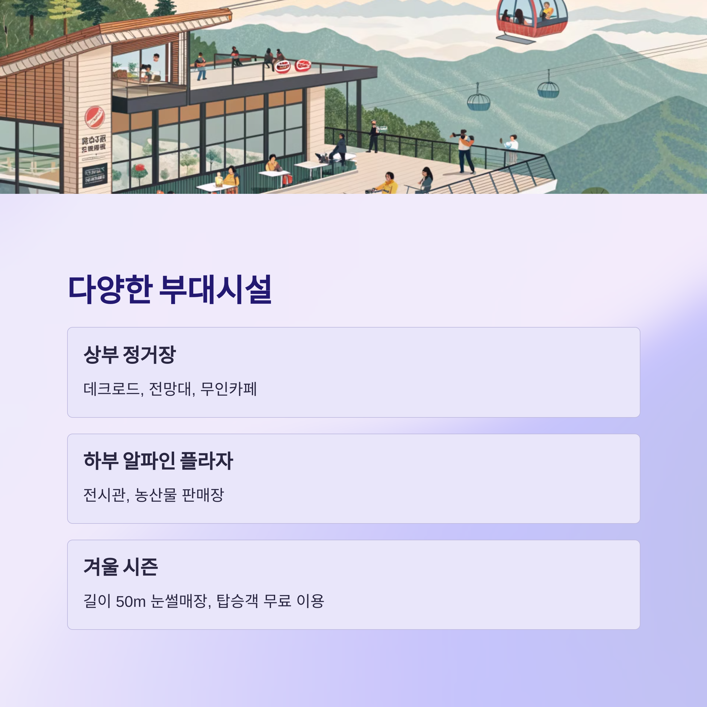 부대시설과 계절별 즐길거리