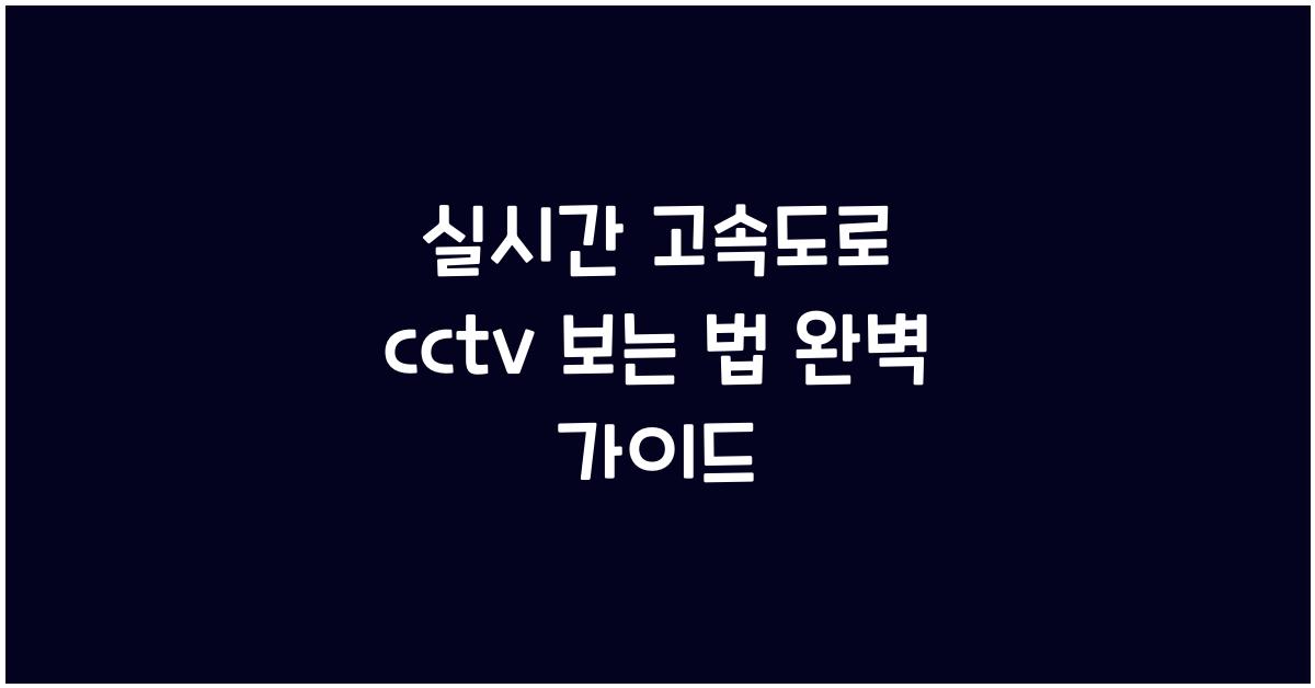 실시간 고속도로 cctv 보는 법