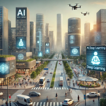 AI 기술이 적용된 사회를 상상한 이미지