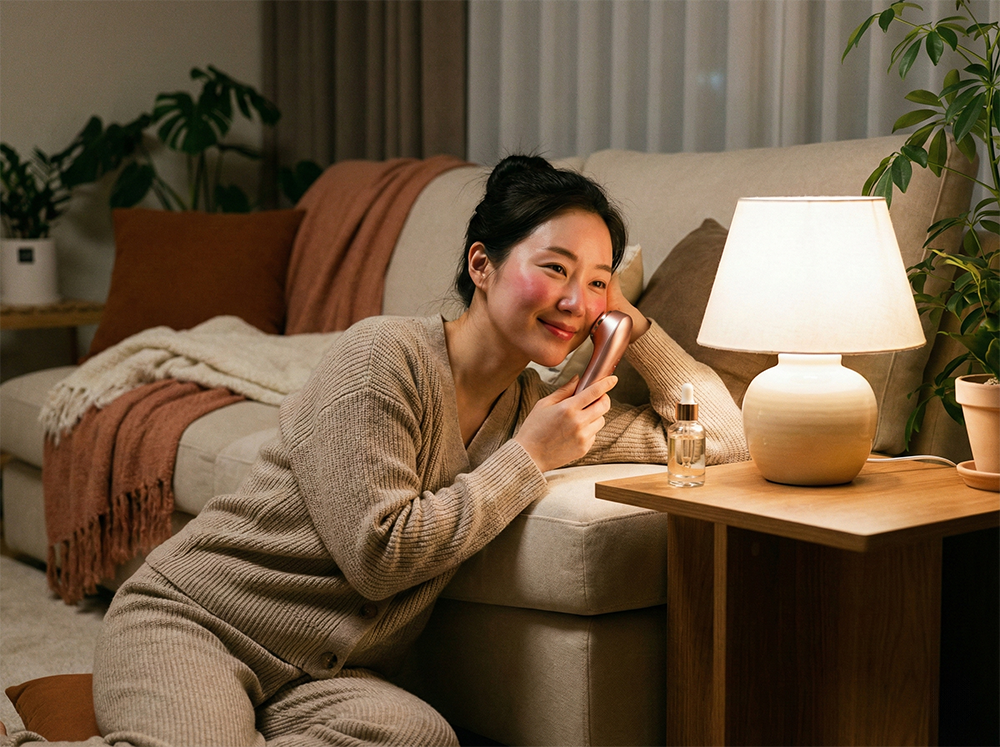 RF기기, 밤홈케어, 탄력관리, 고주파뷰티디바이스, 홈케어루틴, 저녁스킨케어