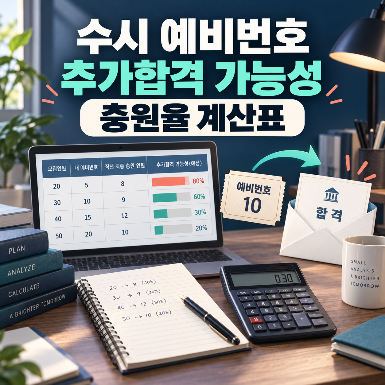 수시 예비번호 추가합격 가능성 계산표 - 모집인원·전년도 충원율 비교 방법