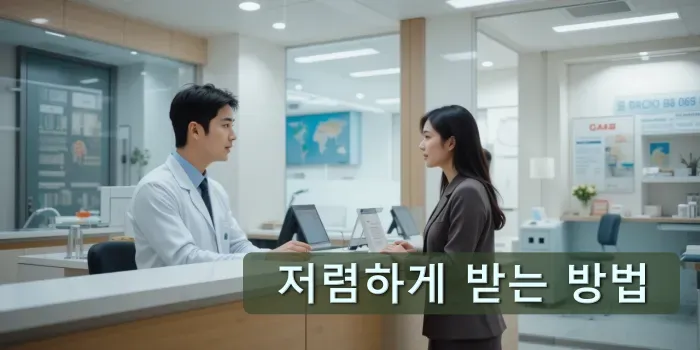 병원 접수처에서 비용 문의하는 모습
