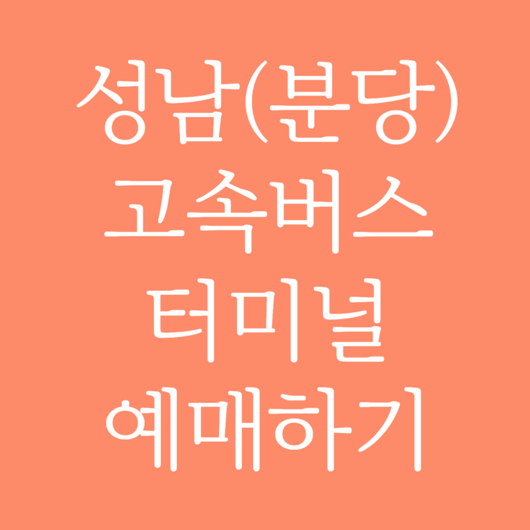 성남(분당) 고속버스터미널 시간표 조회 및 예매하기