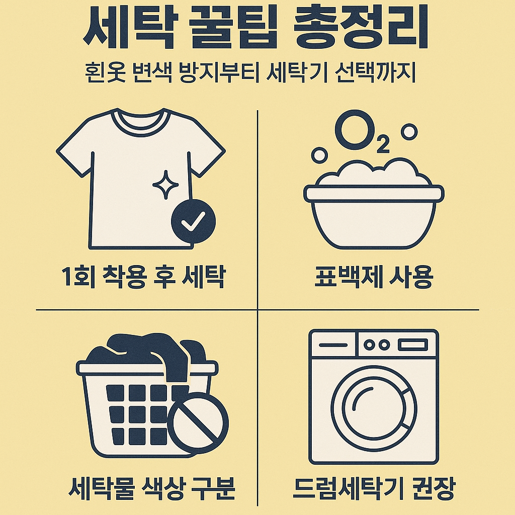 세탁꿀팁총정리-흰옷변색 방지부터 세탁기 선택까지