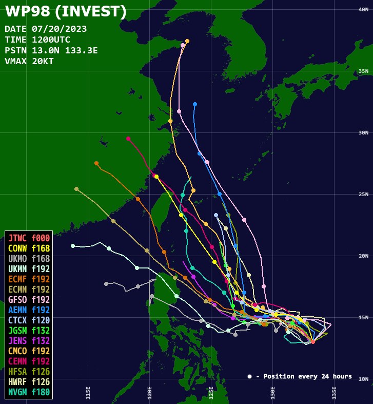 5호 태풍 독수리 예상 경로도