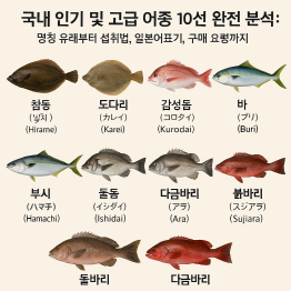 한국에서 인기 있는 10가지 바닷물고기