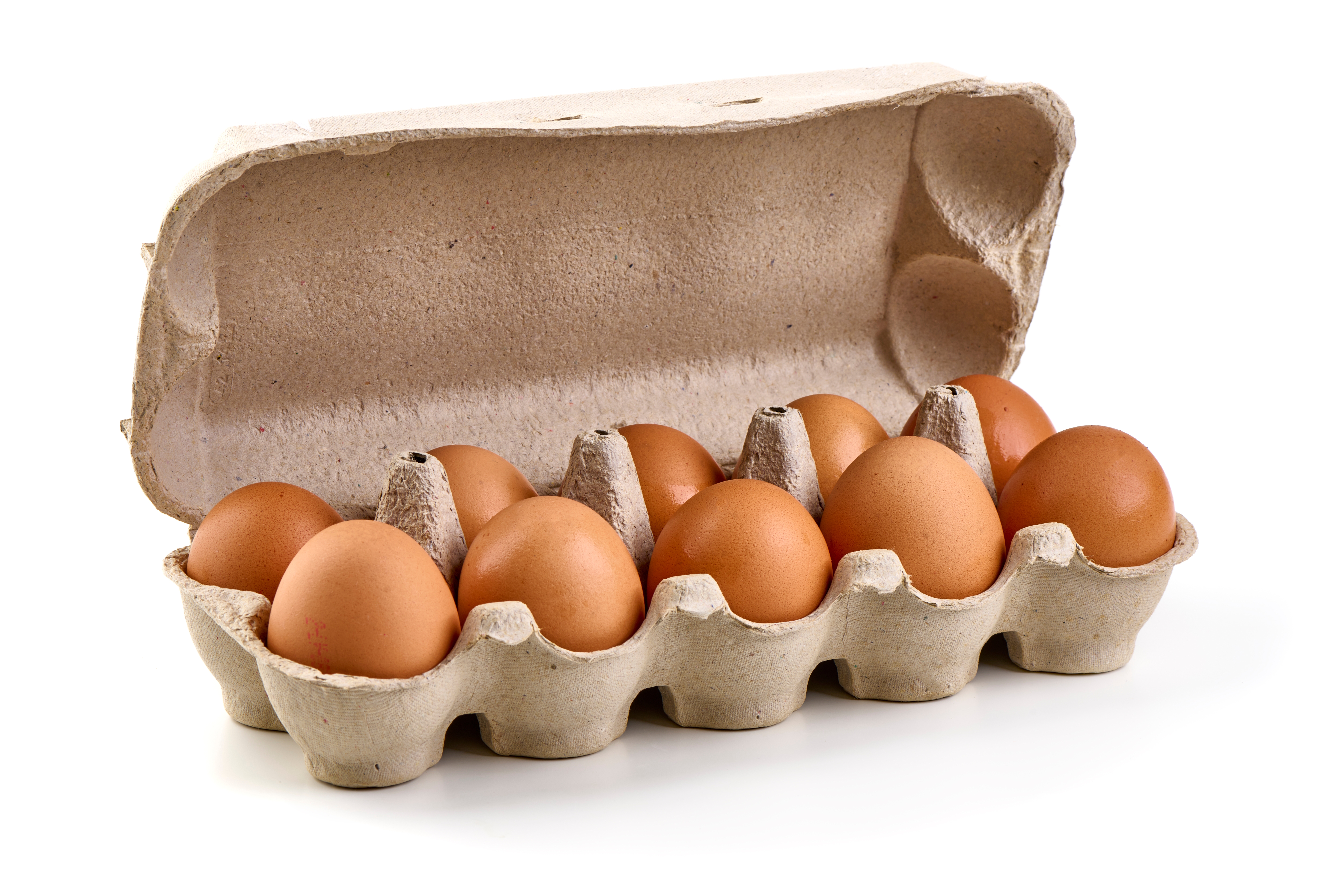 종이 포장 상자에 담긴 무항생제 갈색 계란 대란팩 이미지