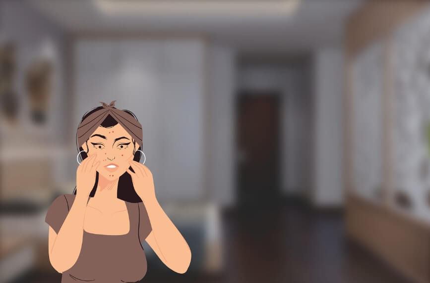 피부가 가려운 여성의 모습