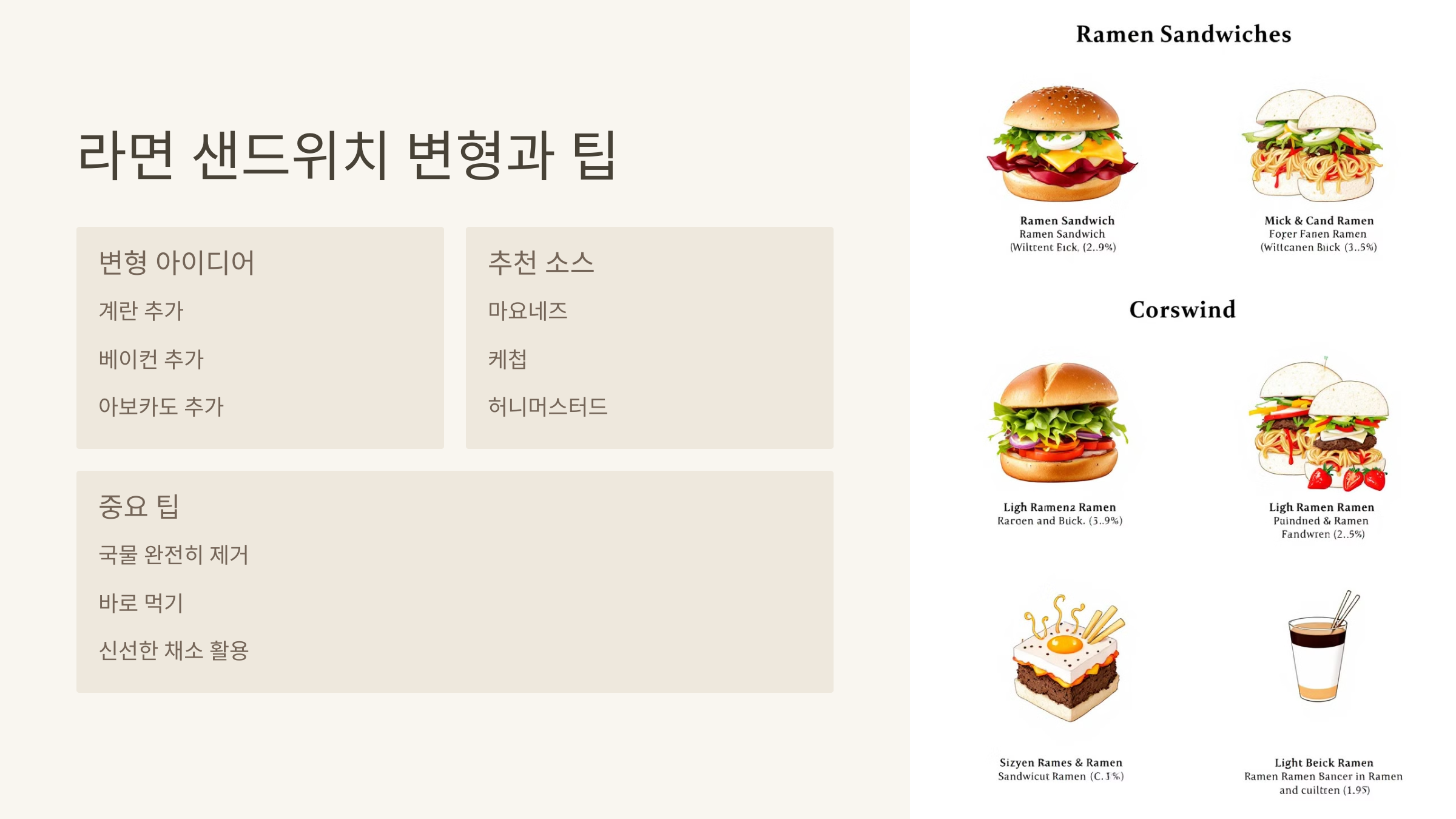 라면 샌드위치 변형과 팁