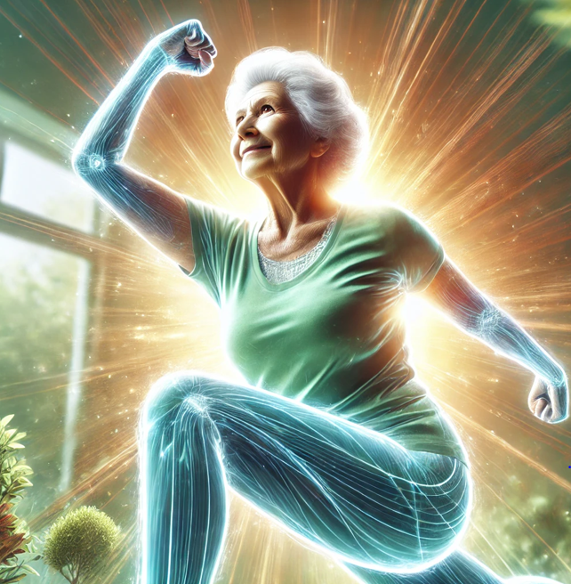 빛나는 신체의 모습의 이미지로 운동으로 건강해진 신체를 의미하는 이미지