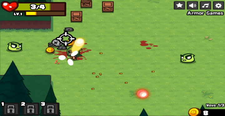 총으로-악당을-제거하고-금화를-획득하는-화면