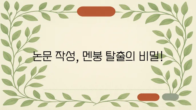 논문 쓰면서 멘붕 올 때 대처법