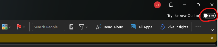 New outlook으로 전환