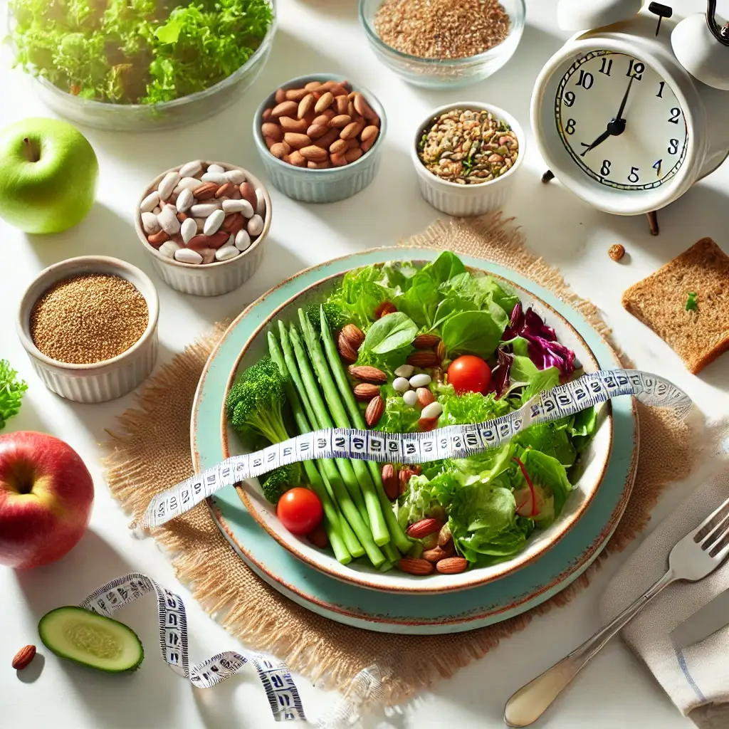 식이섬유가 풍부한 사과, 콩, 채소 등 이미지