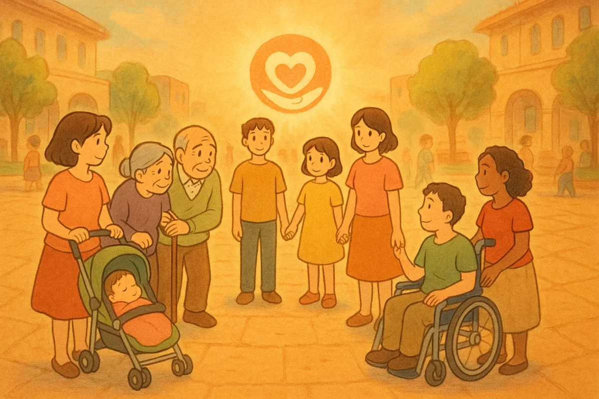 계산기를 두드리며 민생회복지원금 가구별 수령액을 계산하는 가족의 모습