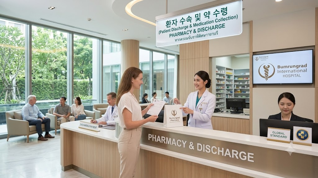 방콕 국제병원 약국 창구와 수속 안내