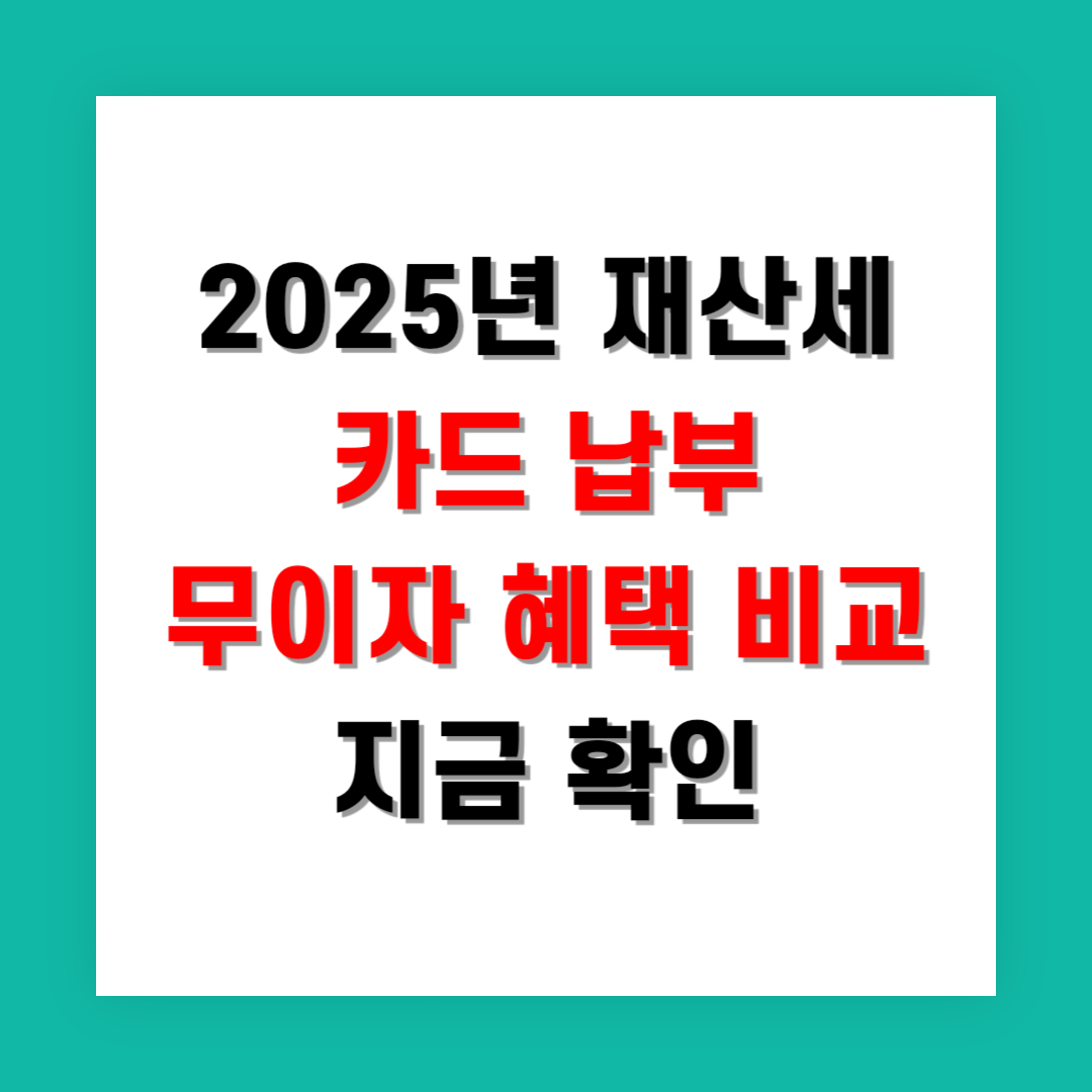 2025년 재산세 카드 납부 무이자 혜택 비교 지금 확인