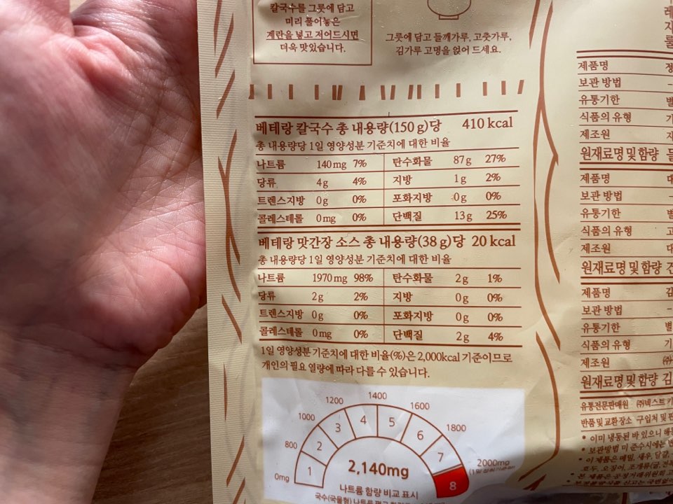 베테랑 칼국수 총 내용량